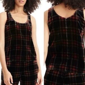J. Crew Stewart Tartan Velvet Plaid Black Tank Size 00